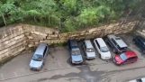 Landslide destroys 6 cars