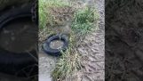 Disostruire un tubo con uno pneumatico