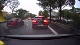 Driver of a Porsche causes a double accident