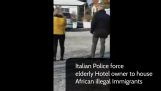 Italia: Forza di polizia anziani Hotel proprietario agli immigrati clandestini africani a casa sulla sua proprietà
