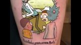 Rick e Morty tatuaggio schermo verde