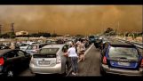 ギリシャの山火事の恐ろしい映像素材