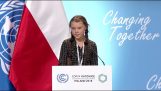 UN 기후 변화 COP24 회의에서 그레타 Thunberg 연설