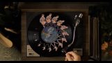 Video clip created with 129 spinning vinyl records shot in sequence