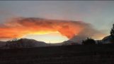 墨西哥日落波波卡特佩特爾火山爆炸