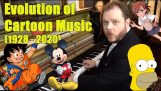 Evolution of cartoon music with a piano