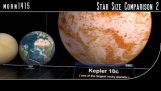 Comparação de tamanho entre planetas, estrelas, sistemas solares, e galáxias