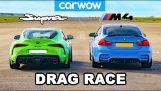 Drag race: BMW M4 vs modificeret Toyota Supra