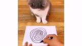 Котката се замая от рисунка