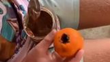 Prank with an orange and Nutella