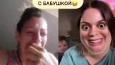 Call with kid and mom – snapchat face shock filter