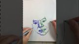 Een tekening van een tweehandige kunstenaar