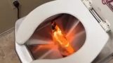 Toalett som spyler med ild