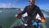 Falling from a jet ski in high speed
