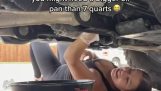 Changing car oil almost goes wrong