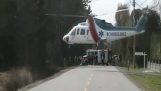 A hospital helicopter cut the telephone cables