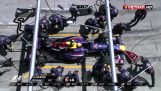 Roata unei masini de Formula 1 hit-uri cameraman