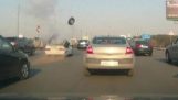 LPG tank explosie in een auto in beweging