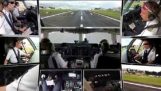 10 kameror spela in landning av ett flygplan