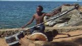 En omreisende musiker Malawi i Afrika
