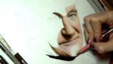 Retrato de Robin Williams em detalhes surpreendentes