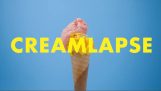 タイムラプスで溶けるアイスクリーム