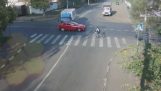 One very lucky biker in junction