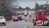 Police chasing a tractor