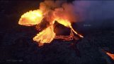 Volcano crater wall collapse in Iceland