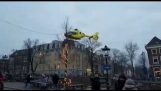 Trauma Helicopter lands on Amsterdam Canal