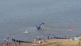 Airplane crash-landed in the water