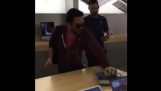 Angry customer destroys Apple store