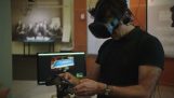 А билярд шампион играе във виртуална реалност