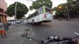 Reckless motorcyclist survives miraculously