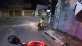 Police chase motorcyclist in Brazil