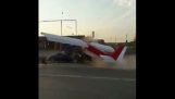 Plane collides with car