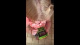 Egy kislány próbál játszani a Game Boy
