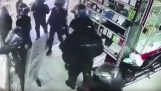 Police riot rob a store in Mexico