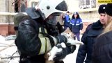 रूस अग्निशमन एक बिल्ली के जीवन को बचाने