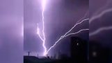 Lightning striking in Britain Telford