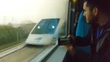 Two magnetic Maglev trains meet