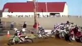 Rider loses his motorcycle in a Motocross race