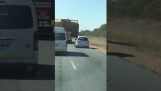 Bil försöker köra en lastbil (Zimbabwe)