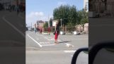 Kobieta stawia jeździć martwego psa