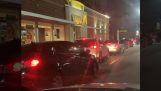 Long queue at McDonald's on Christmas day