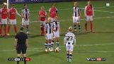 Clever run foul in football match actress
