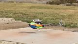 Radio-controlled helicopter in amazing maneuvers