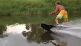 The Laird Hamilton tries the motorized surfboard