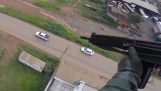 COP stops the thief from the helicopter
