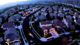 An entire neighborhood synchronizes Christmas lights
